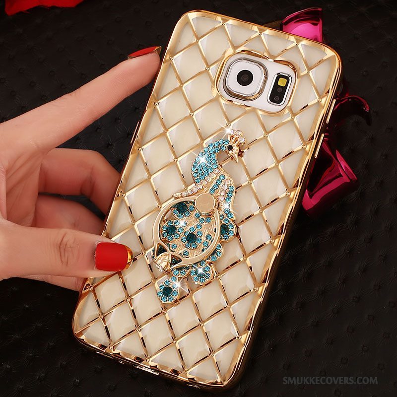 Etui Samsung Galaxy S6 Edge Strass Guld Ring, Cover Samsung Galaxy S6 Edge Silikone Tynd