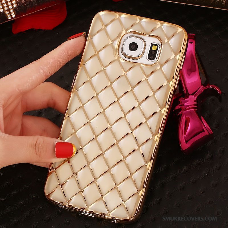 Etui Samsung Galaxy S6 Edge Strass Guld Ring, Cover Samsung Galaxy S6 Edge Silikone Tynd