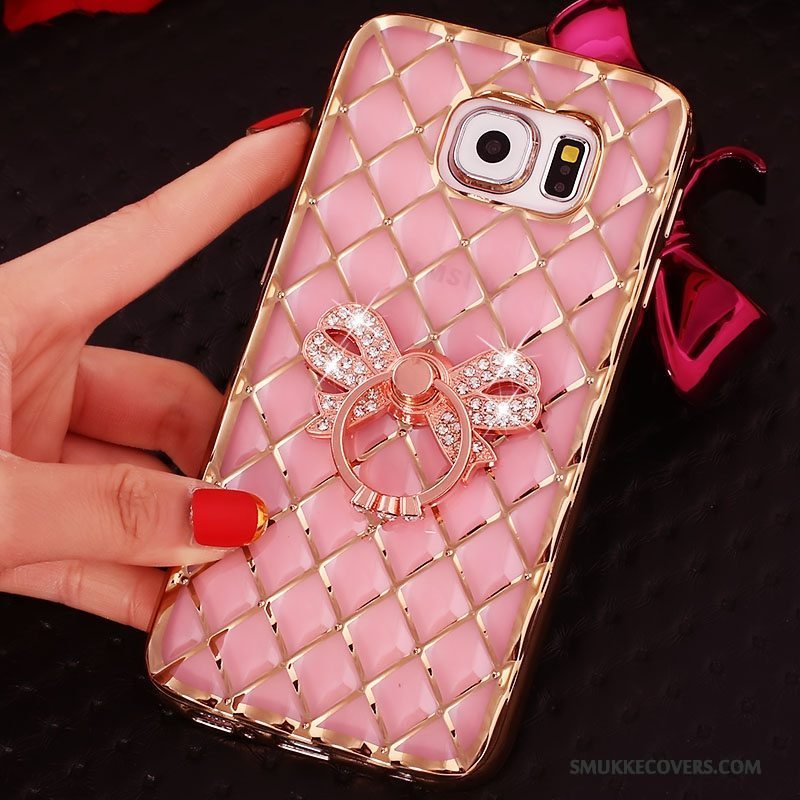 Etui Samsung Galaxy S6 Edge Strass Guld Ring, Cover Samsung Galaxy S6 Edge Silikone Tynd