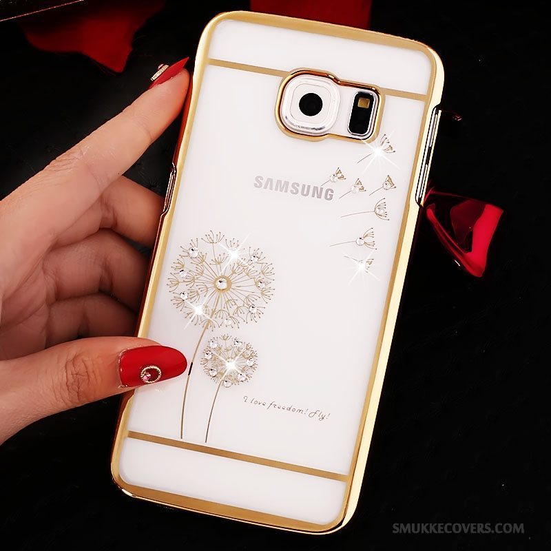 Etui Samsung Galaxy S6 Edge Strass Telefonguld, Cover Samsung Galaxy S6 Edge Beskyttelse Hård Gennemsigtig