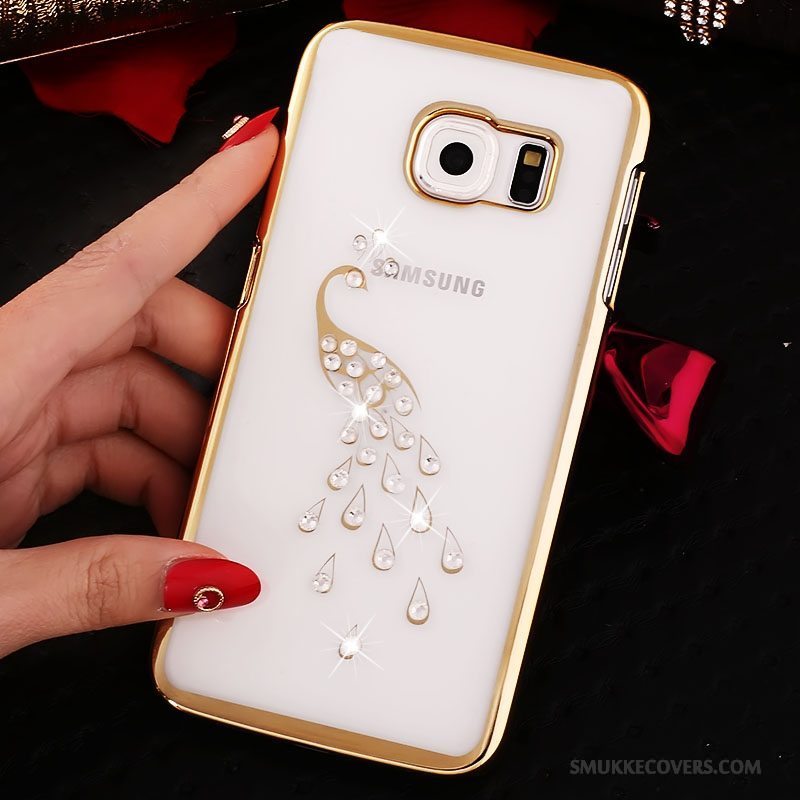 Etui Samsung Galaxy S6 Edge Strass Telefonguld, Cover Samsung Galaxy S6 Edge Beskyttelse Hård Gennemsigtig