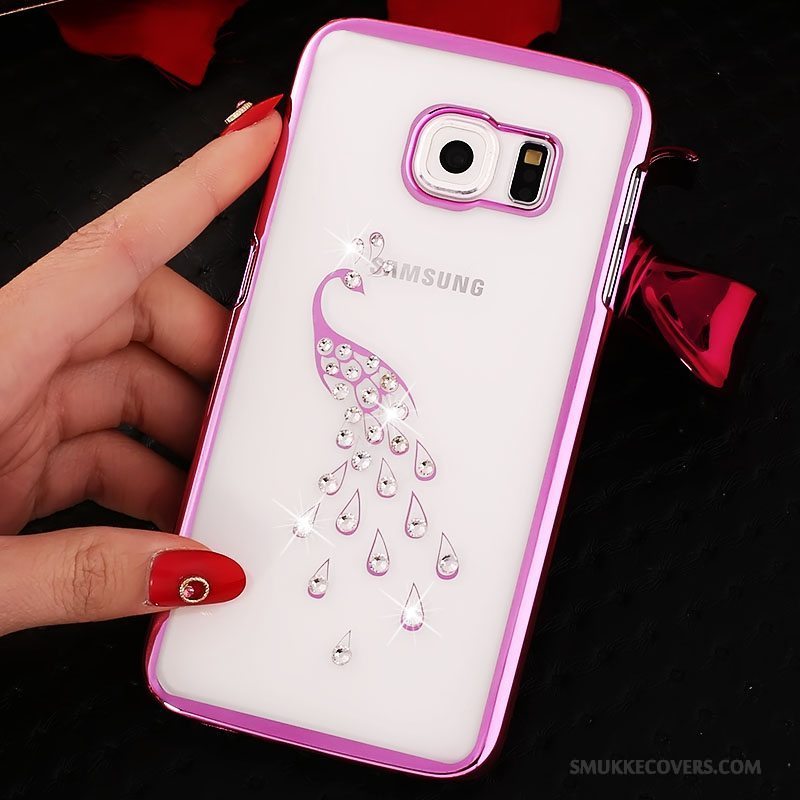 Etui Samsung Galaxy S6 Edge Strass Telefonguld, Cover Samsung Galaxy S6 Edge Beskyttelse Hård Gennemsigtig