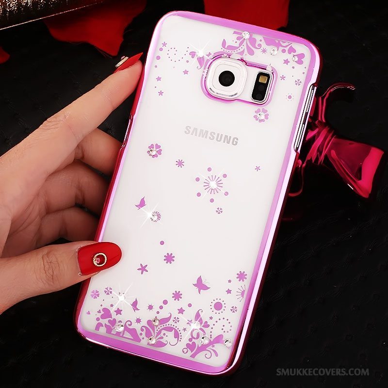 Etui Samsung Galaxy S6 Edge Strass Telefonguld, Cover Samsung Galaxy S6 Edge Beskyttelse Hård Gennemsigtig