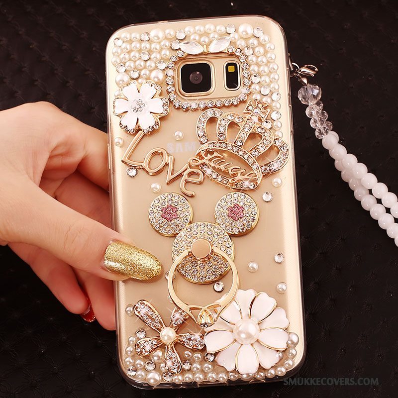 Etui Samsung Galaxy S6 Edge Strass Trend Guld, Cover Samsung Galaxy S6 Edge Beskyttelse Telefon