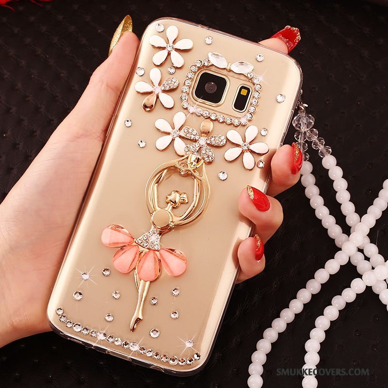 Etui Samsung Galaxy S6 Edge Strass Trend Guld, Cover Samsung Galaxy S6 Edge Beskyttelse Telefon