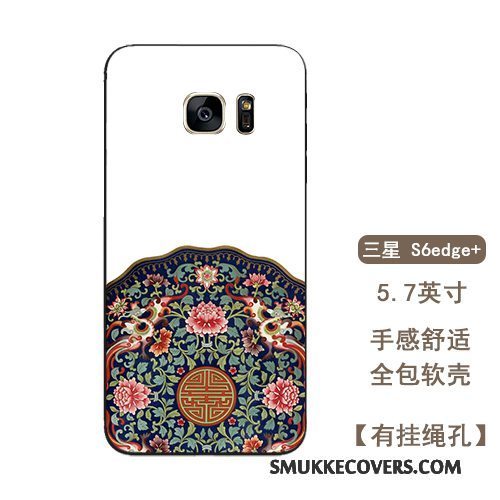 Etui Samsung Galaxy S6 Edge + Tasker Telefonaf Personlighed, Cover Samsung Galaxy S6 Edge + Silikone Anti-fald Blomster