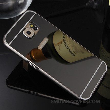 Etui Samsung Galaxy S6 Edge Tasker Telefonramme, Cover Samsung Galaxy S6 Edge Metal Bagdæksel Spejl