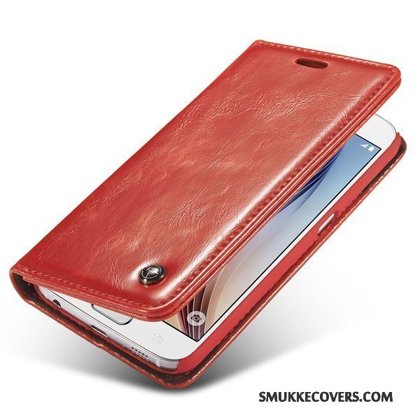 Etui Samsung Galaxy S6 Folio Sort Anti-fald, Cover Samsung Galaxy S6 Læder Telefon