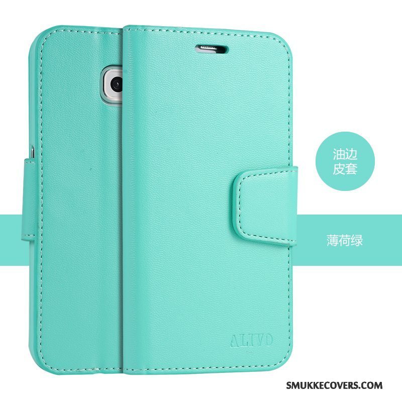 Etui Samsung Galaxy S6 Læder Grøn, Cover Samsung Galaxy S6 Blød