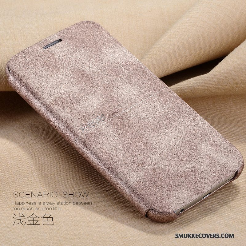 Etui Samsung Galaxy S6 Læder Khaki Tynd, Cover Samsung Galaxy S6 Folio Telefonanti-fald