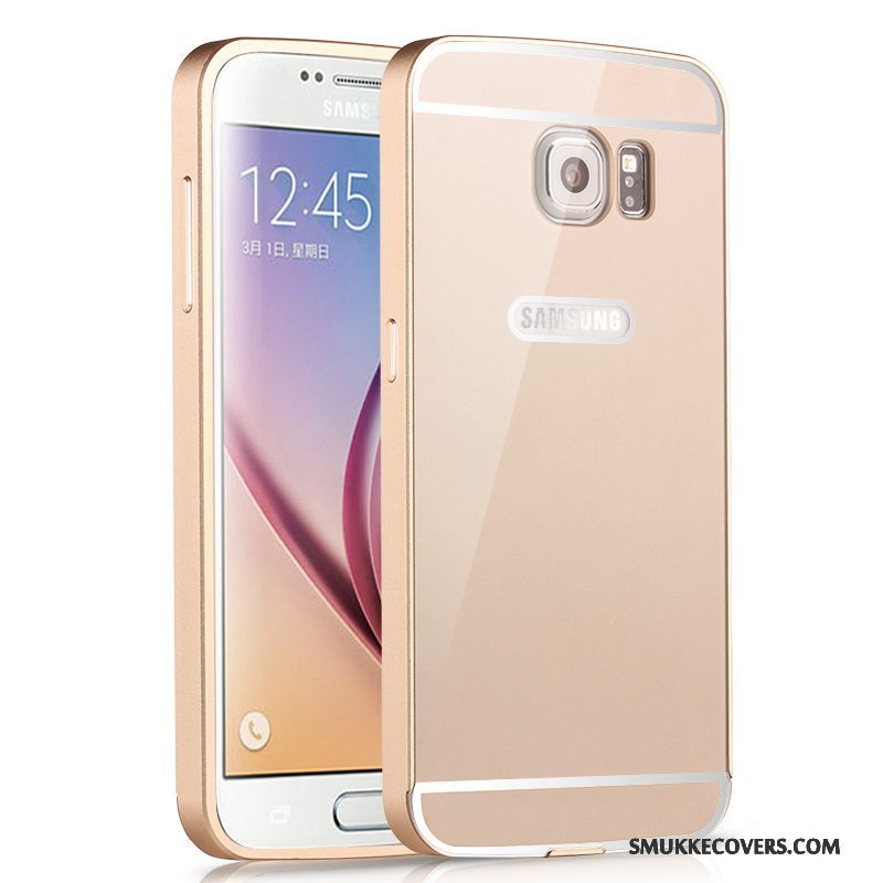 Etui Samsung Galaxy S6 Metal Bagdæksel Telefon, Cover Samsung Galaxy S6 Gul Ramme