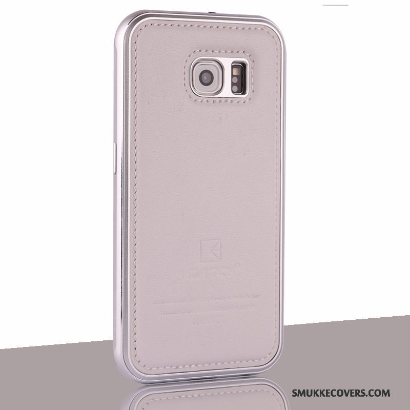 Etui Samsung Galaxy S6 Metal Grå Telefon, Cover Samsung Galaxy S6 Læder Ramme