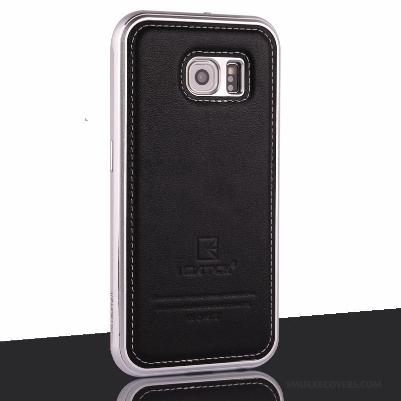 Etui Samsung Galaxy S6 Metal Grå Telefon, Cover Samsung Galaxy S6 Læder Ramme