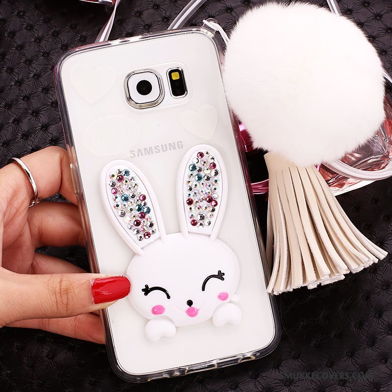 Etui Samsung Galaxy S6 Strass Pels Bold Kanin, Cover Samsung Galaxy S6 Silikone Telefongrøn