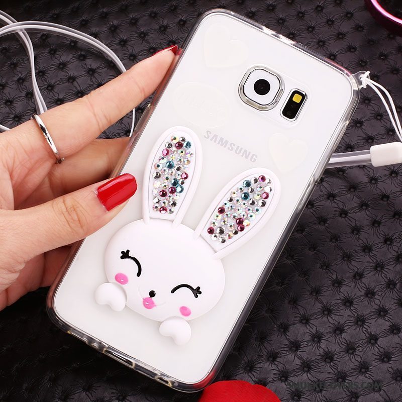 Etui Samsung Galaxy S6 Strass Pels Bold Kanin, Cover Samsung Galaxy S6 Silikone Telefongrøn