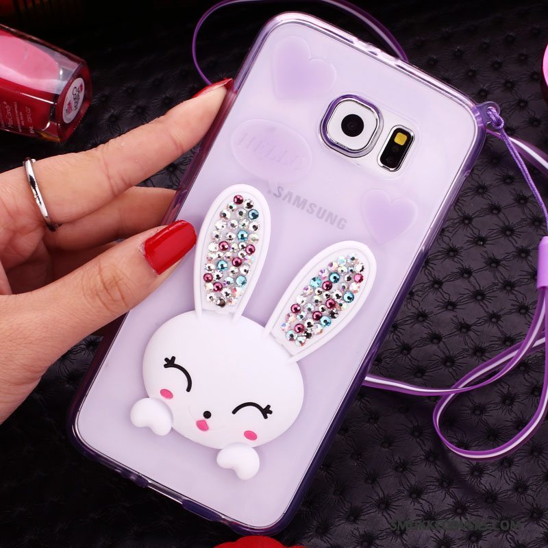 Etui Samsung Galaxy S6 Strass Pels Bold Kanin, Cover Samsung Galaxy S6 Silikone Telefongrøn