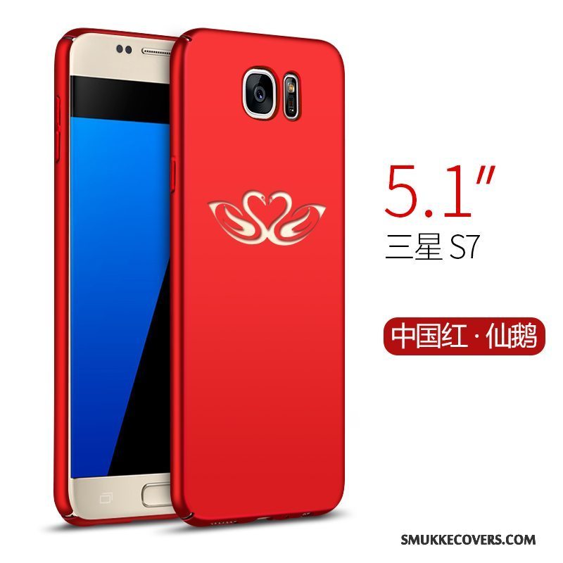 Etui Samsung Galaxy S7 Beskyttelse Anti-fald Hård, Cover Samsung Galaxy S7 Nubuck Rød