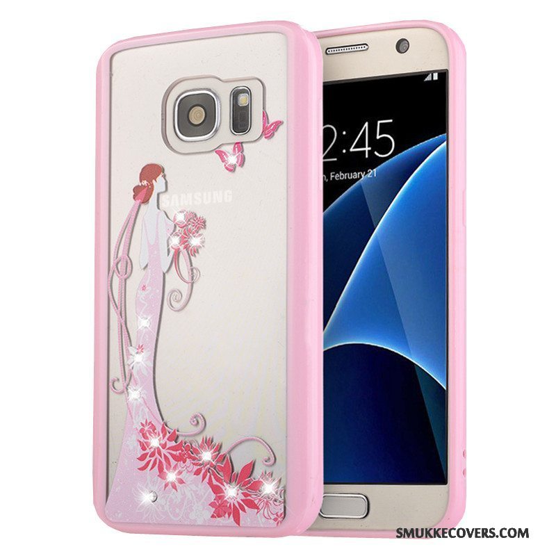 Etui Samsung Galaxy S7 Beskyttelse Lyserød Telefon, Cover Samsung Galaxy S7 Blød