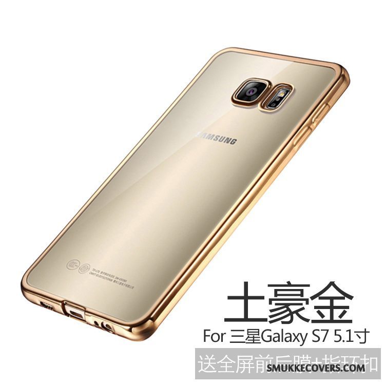 Etui Samsung Galaxy S7 Blød Anti-fald Tynd, Cover Samsung Galaxy S7 Silikone Guld Telefon