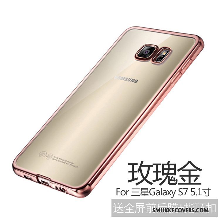 Etui Samsung Galaxy S7 Blød Anti-fald Tynd, Cover Samsung Galaxy S7 Silikone Guld Telefon