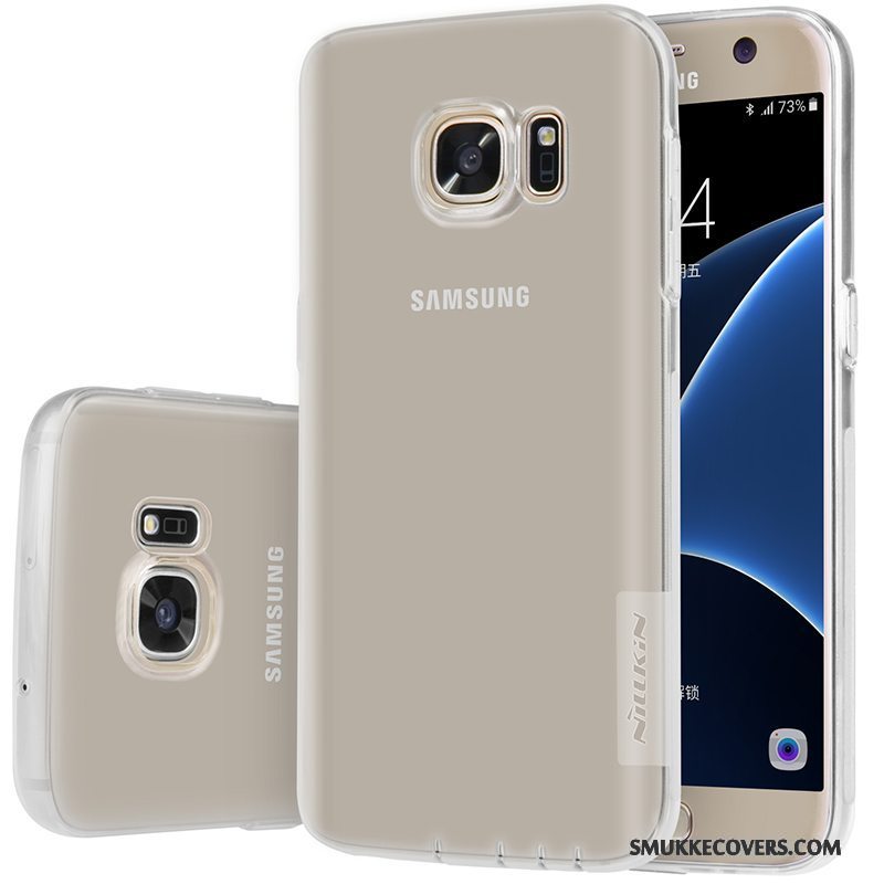 Etui Samsung Galaxy S7 Blød Lyserød Tynd, Cover Samsung Galaxy S7 Silikone Gennemsigtig Guld