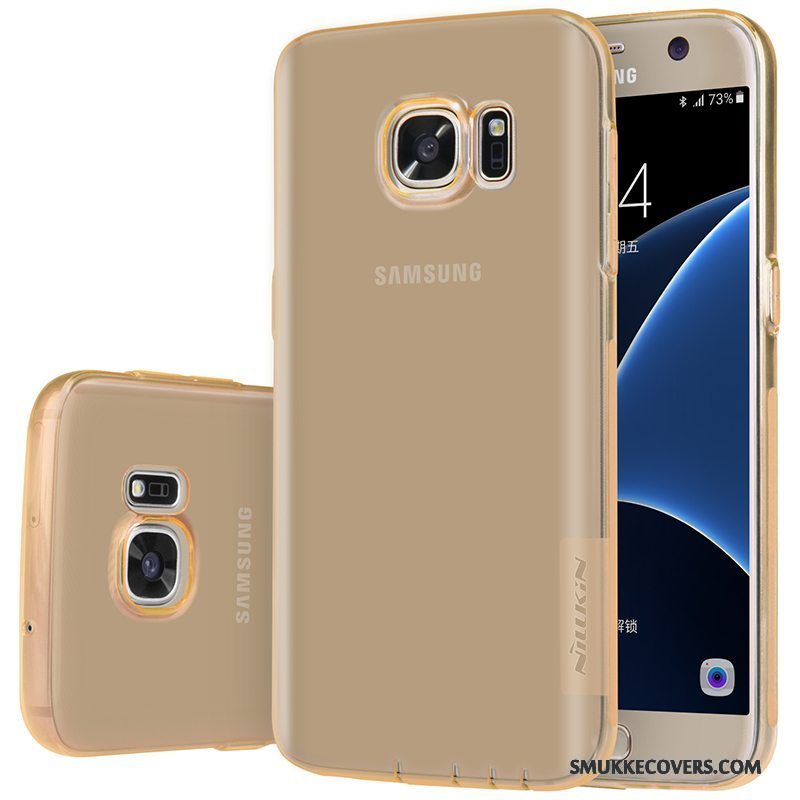 Etui Samsung Galaxy S7 Blød Lyserød Tynd, Cover Samsung Galaxy S7 Silikone Gennemsigtig Guld