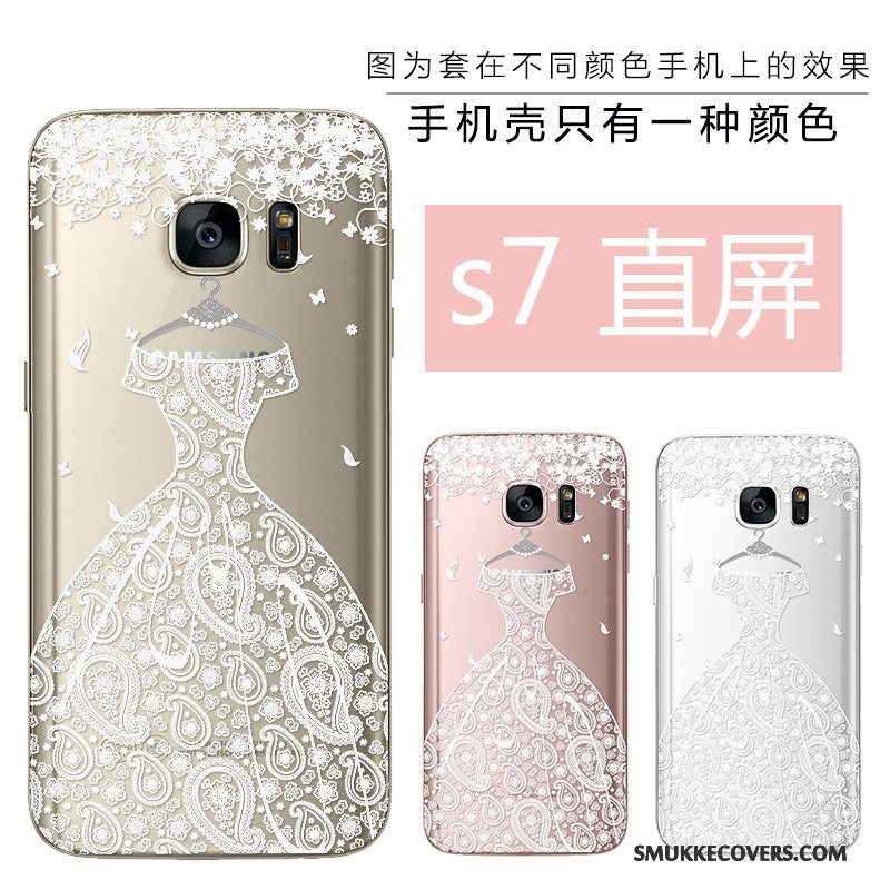Etui Samsung Galaxy S7 Blød Telefonskønhed, Cover Samsung Galaxy S7 Relief Lyserød Ny
