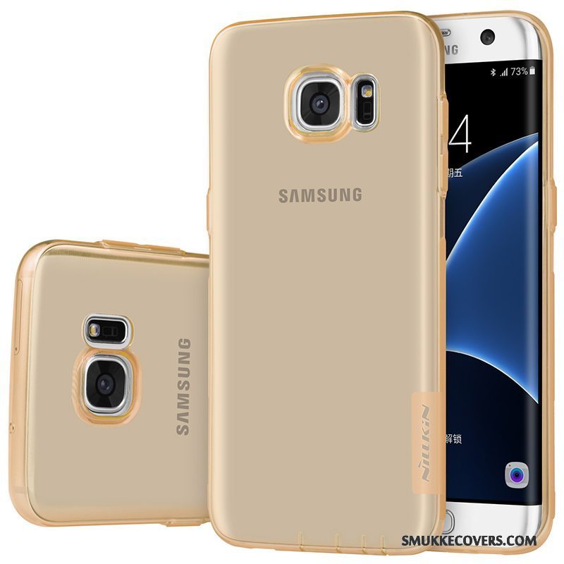 Etui Samsung Galaxy S7 Edge Beskyttelse Guld Lyserød, Cover Samsung Galaxy S7 Edge Blød Gennemsigtig