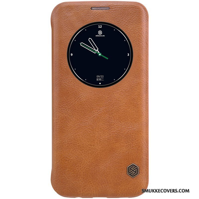 Etui Samsung Galaxy S7 Edge Beskyttelse Telefonguld, Cover Samsung Galaxy S7 Edge Læder Orange