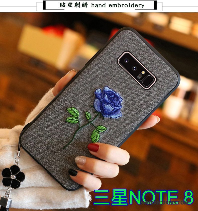 Etui Samsung Galaxy S7 Edge Blød Broderi Blå, Cover Samsung Galaxy S7 Edge Beskyttelse Telefontrend