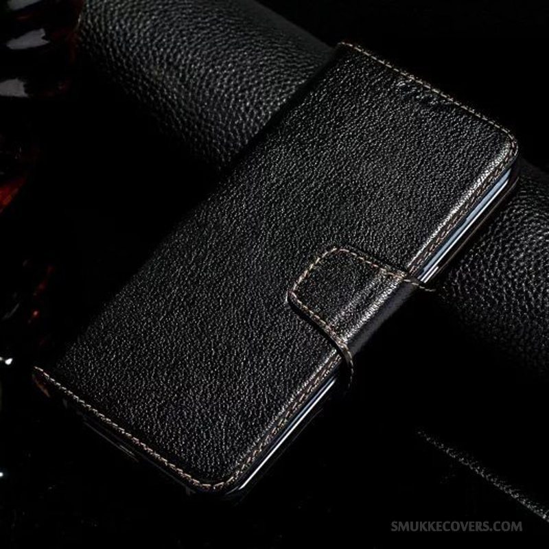 Etui Samsung Galaxy S7 Edge Folio Sort Telefon, Cover Samsung Galaxy S7 Edge Læder