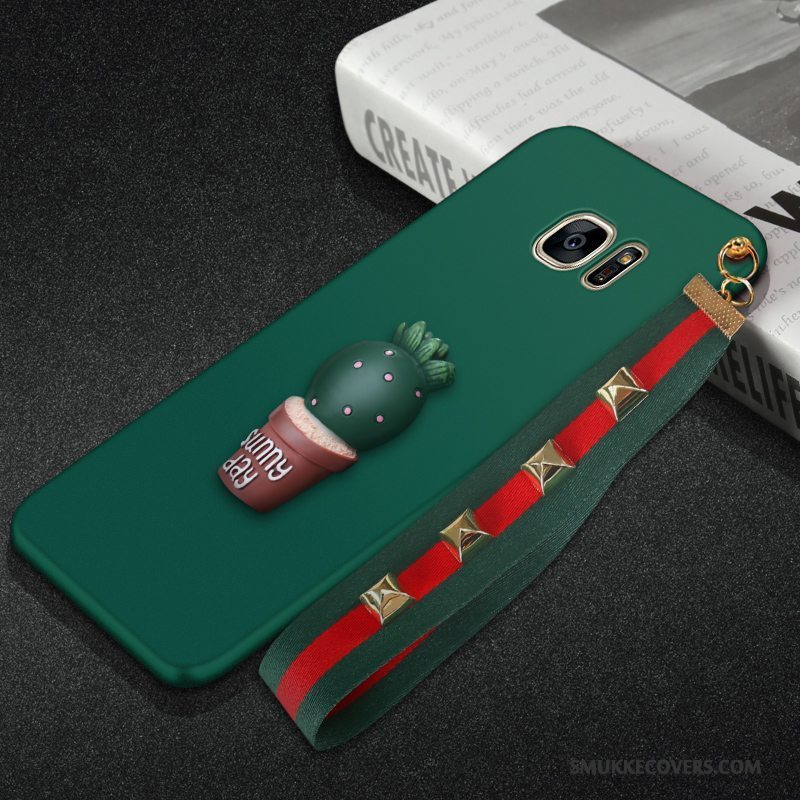 Etui Samsung Galaxy S7 Edge Kreativ Anti-fald Trend, Cover Samsung Galaxy S7 Edge Blød Telefonmørkegrøn