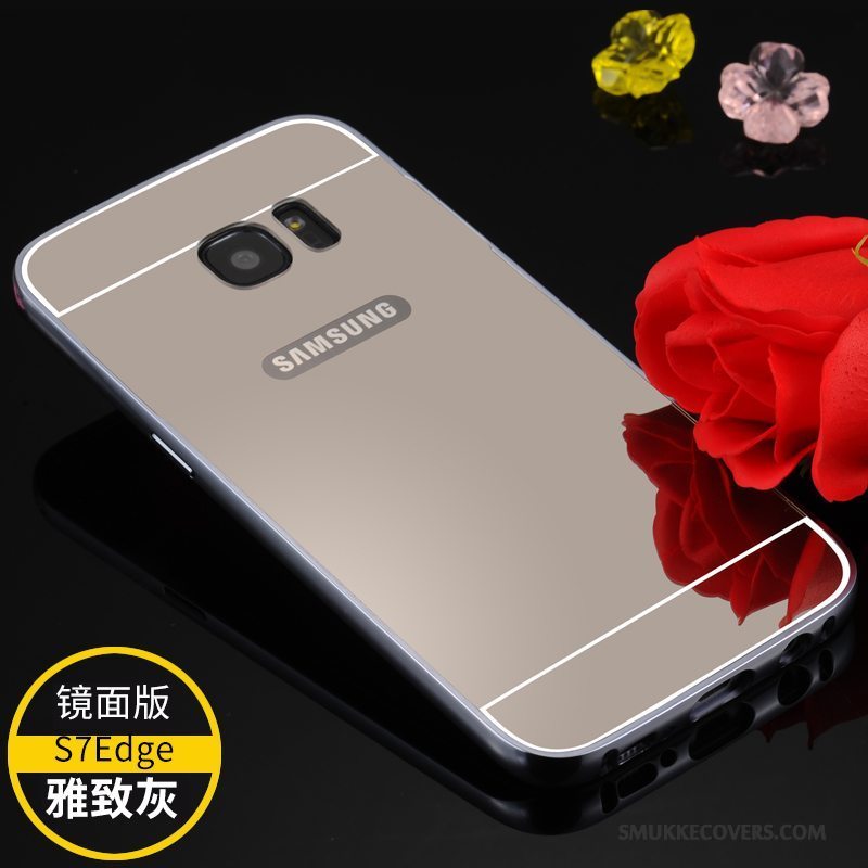 Etui Samsung Galaxy S7 Edge Metal Anti-fald Ramme, Cover Samsung Galaxy S7 Edge Beskyttelse Guld Trend
