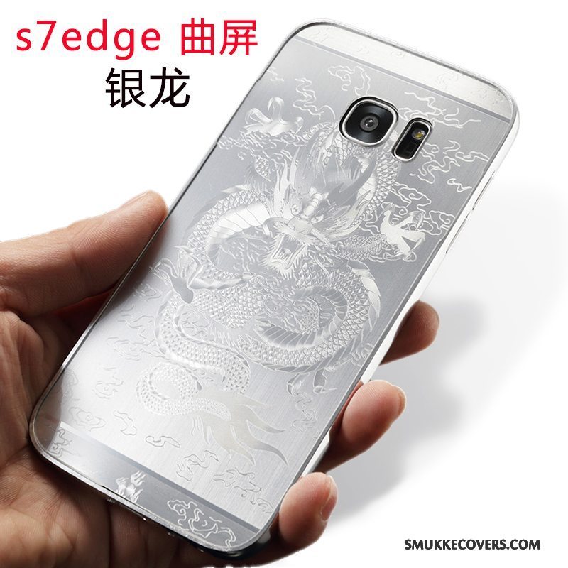 Etui Samsung Galaxy S7 Edge Metal Sort Ramme, Cover Samsung Galaxy S7 Edge Ny Trend