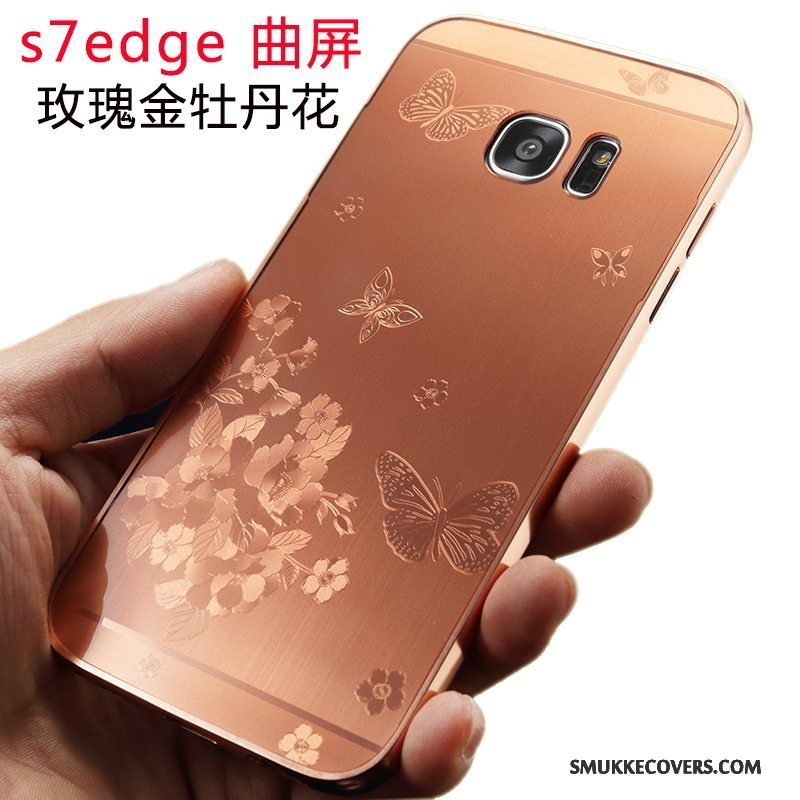 Etui Samsung Galaxy S7 Edge Metal Sort Ramme, Cover Samsung Galaxy S7 Edge Ny Trend