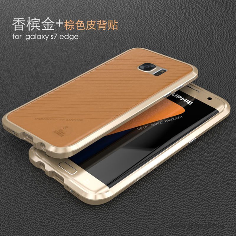 Etui Samsung Galaxy S7 Edge Metal Telefonanti-fald, Cover Samsung Galaxy S7 Edge Beskyttelse Hvid Ramme