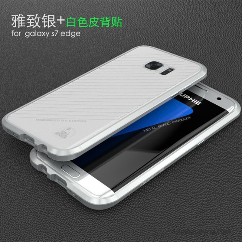 Etui Samsung Galaxy S7 Edge Metal Telefonanti-fald, Cover Samsung Galaxy S7 Edge Beskyttelse Hvid Ramme