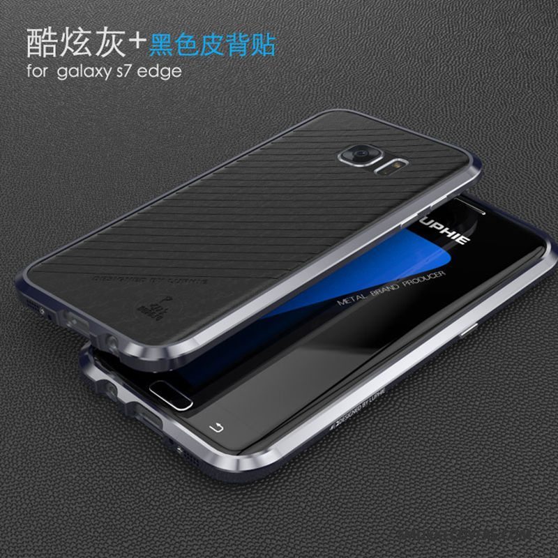 Etui Samsung Galaxy S7 Edge Metal Telefonanti-fald, Cover Samsung Galaxy S7 Edge Beskyttelse Hvid Ramme