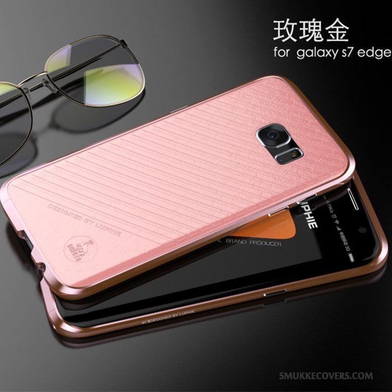 Etui Samsung Galaxy S7 Edge Metal Telefonanti-fald, Cover Samsung Galaxy S7 Edge Beskyttelse Hvid Ramme