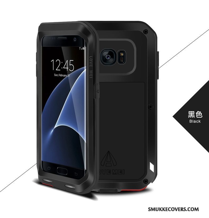 Etui Samsung Galaxy S7 Edge Metal Tre Forsvar Anti-fald, Cover Samsung Galaxy S7 Edge Tasker Rød Telefon