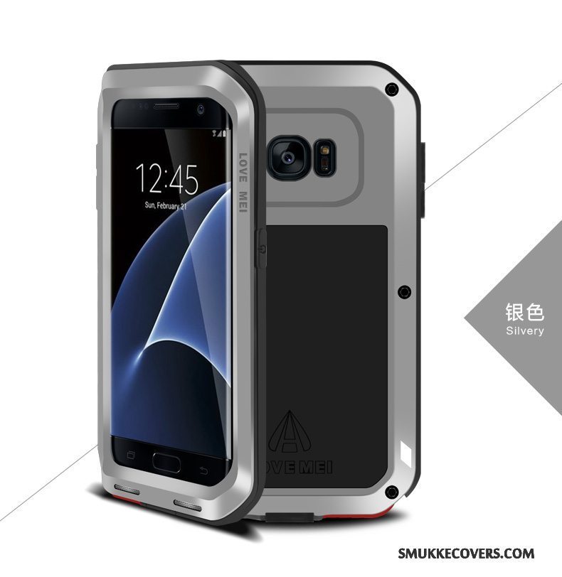 Etui Samsung Galaxy S7 Edge Metal Tre Forsvar Anti-fald, Cover Samsung Galaxy S7 Edge Tasker Rød Telefon