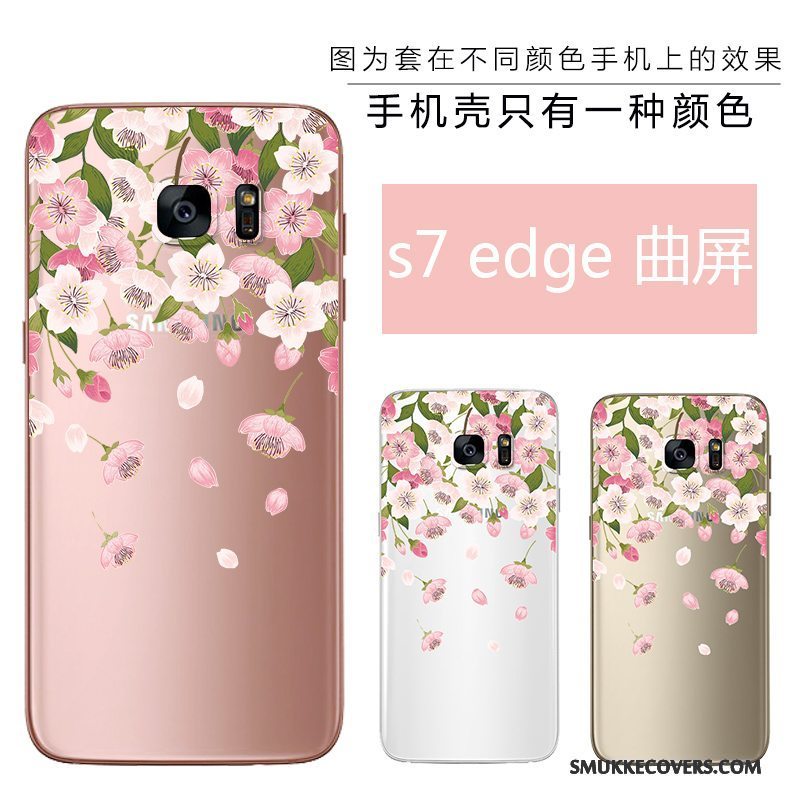 Etui Samsung Galaxy S7 Edge Relief Ny Anti-fald, Cover Samsung Galaxy S7 Edge Beskyttelse Lyserød Skønhed