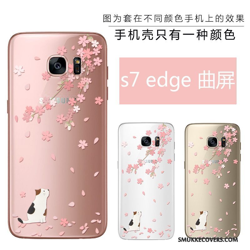 Etui Samsung Galaxy S7 Edge Relief Ny Anti-fald, Cover Samsung Galaxy S7 Edge Beskyttelse Lyserød Skønhed