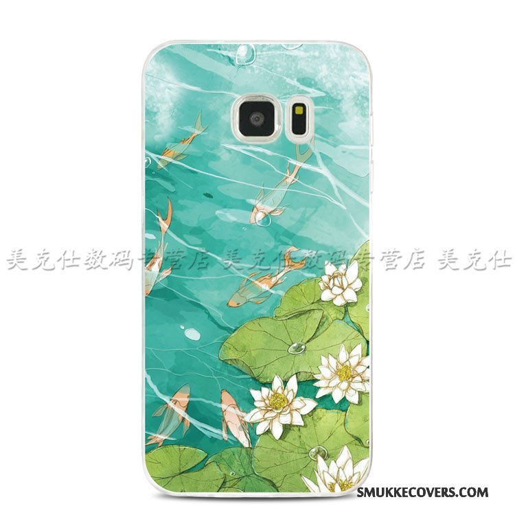 Etui Samsung Galaxy S7 Edge Relief Telefongrøn, Cover Samsung Galaxy S7 Edge Beskyttelse