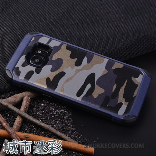 Etui Samsung Galaxy S7 Edge Silikone Anti-fald Camouflage, Cover Samsung Galaxy S7 Edge Beskyttelse Blå Af Personlighed