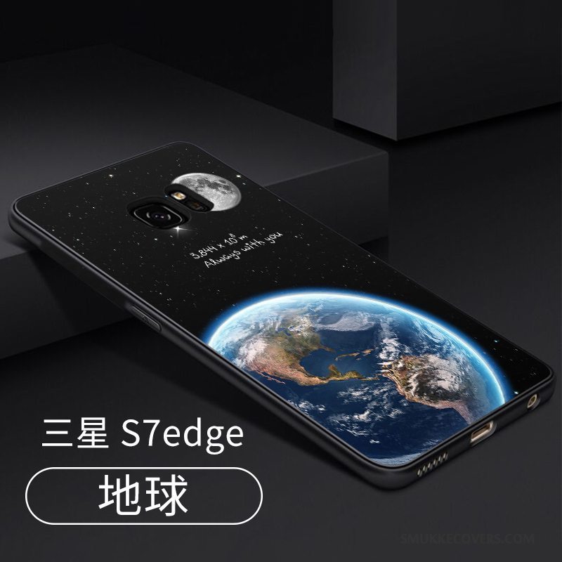 Etui Samsung Galaxy S7 Edge Silikone Anti-fald Telefon, Cover Samsung Galaxy S7 Edge Kreativ Sort Hængende Ornamenter