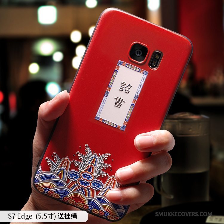 Etui Samsung Galaxy S7 Edge Silikone Tynd Af Personlighed, Cover Samsung Galaxy S7 Edge Tasker Lyserød Elskeren