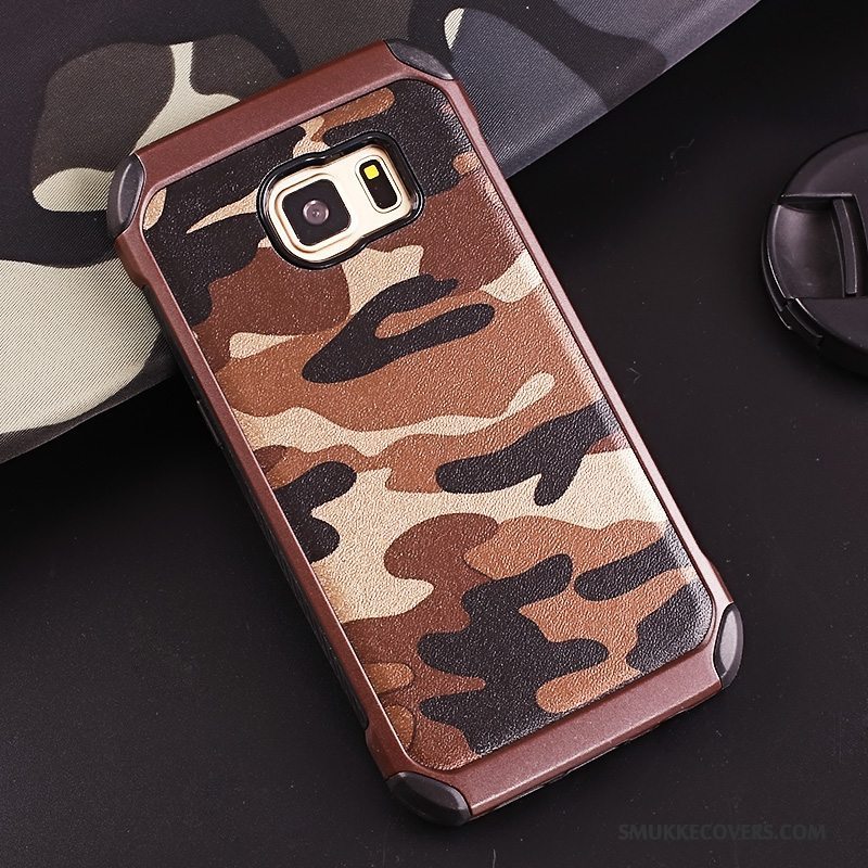 Etui Samsung Galaxy S7 Edge Support Grøn Telefon, Cover Samsung Galaxy S7 Edge Silikone Camouflage Anti-fald