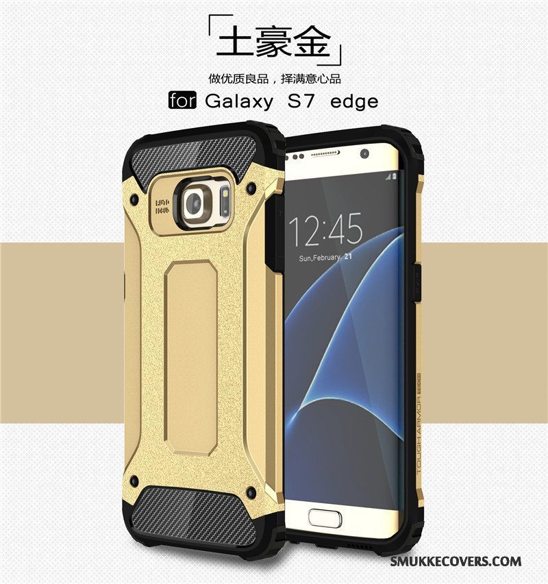 Etui Samsung Galaxy S7 Edge Tasker Hård Telefon, Cover Samsung Galaxy S7 Edge Silikone Grå Dobbelt