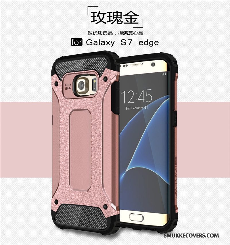 Etui Samsung Galaxy S7 Edge Tasker Hård Telefon, Cover Samsung Galaxy S7 Edge Silikone Grå Dobbelt